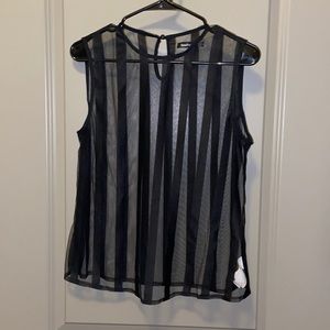 Black striped mesh top. See through, very lightweight.